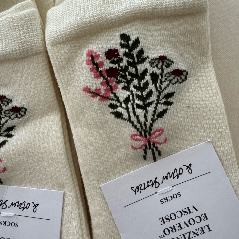 New & Other Stories Cream Floral Socks - 2 Pairs